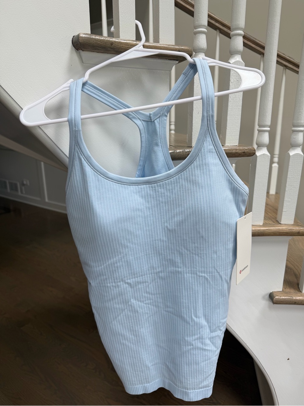 Light Blue Ribbed Racerback Tank